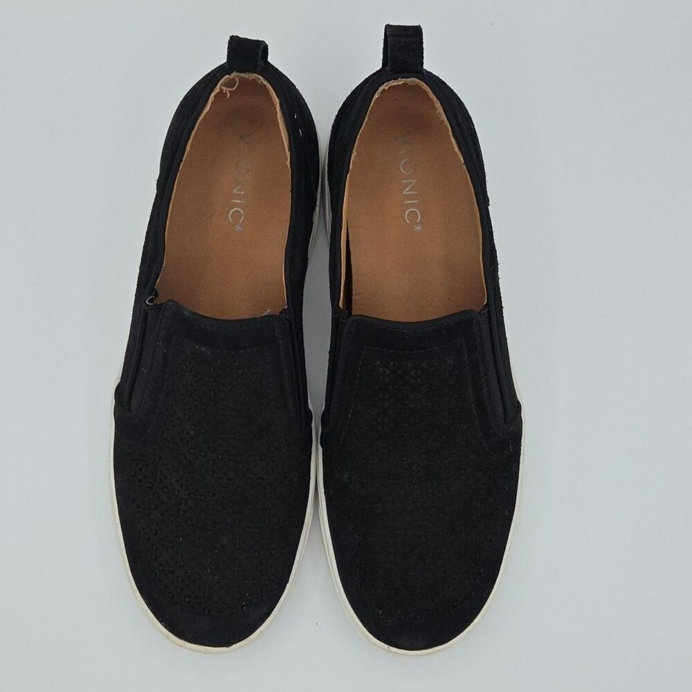 Vionic Kimmie Perforated Black Suede Slip On Sneakers Shoes Women Size 10 EUC - Picture 5 of 9